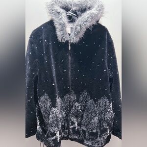 Northern Reflections Black and Gray Hooded Jacket